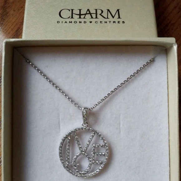 CHARM DIAMOND Centres LOVE Women's Necklace - Picture 2 of 3
